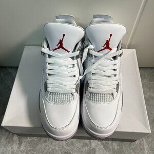 Air Jordan 4 Iv Retro White Oreo 4-14 Tech Gray Black Fire Red Sneakers